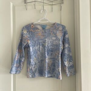 Sigrid Olsen Blue and Orange Floral Top